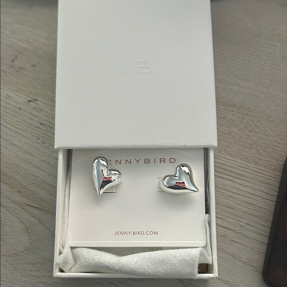 Jenny Bird Shiny Silver Heart Earrings